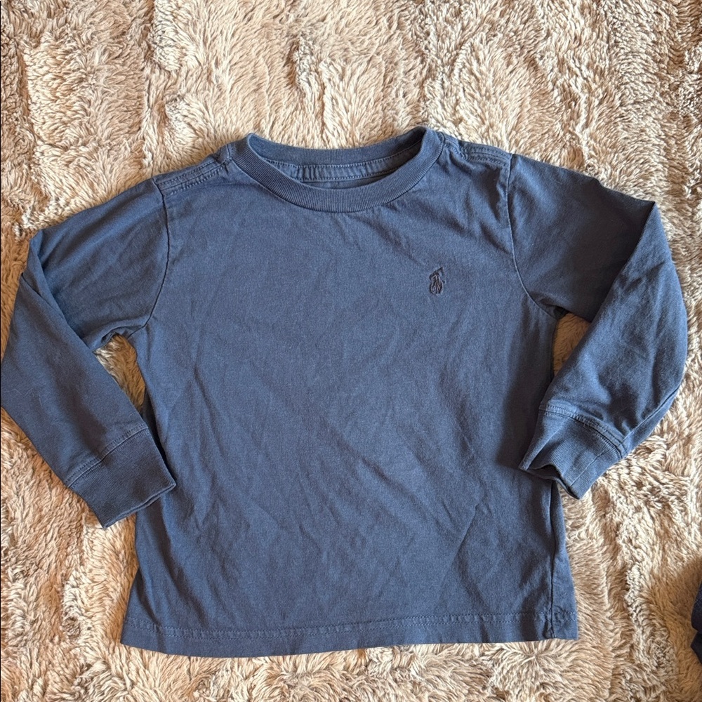 Polo Ralph Lauren Classic Weathered dusty blue  Long-Sleeve Tee - Kids Shirt 2T